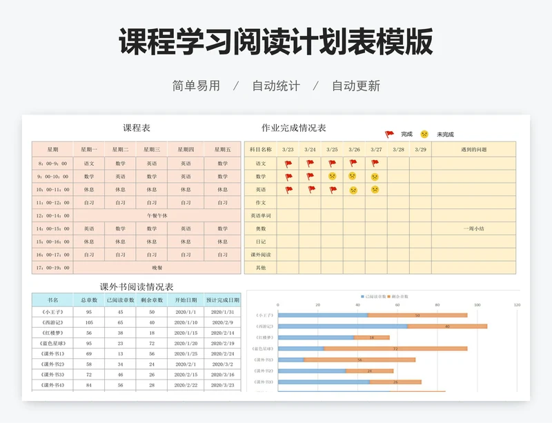 课程学习阅读计划表模版