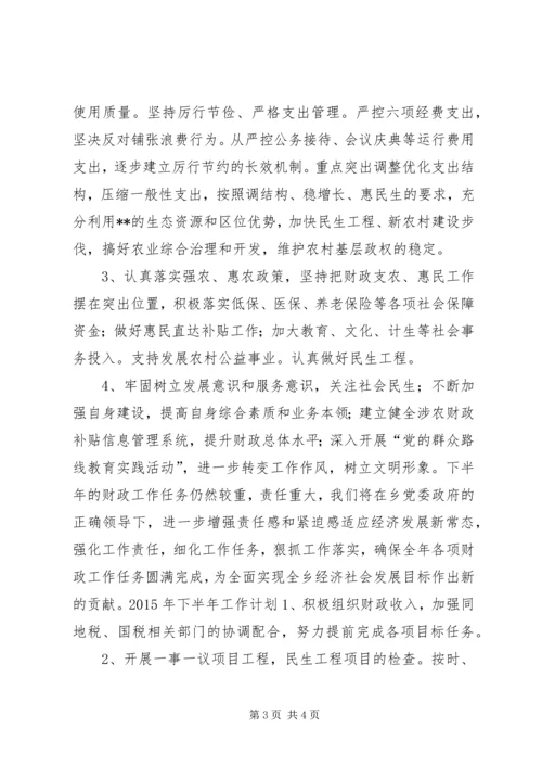 乡镇财政上半年工作总结和下半年工作计划.docx