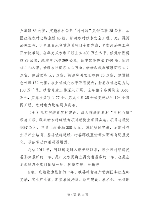 在全县农村农业工作会议上的报告_1.docx