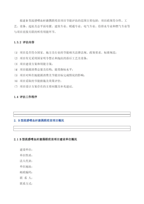 B型流感嗜血杆菌偶联疫苗项目节能评估报告模板.docx