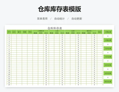 仓库库存表模版
