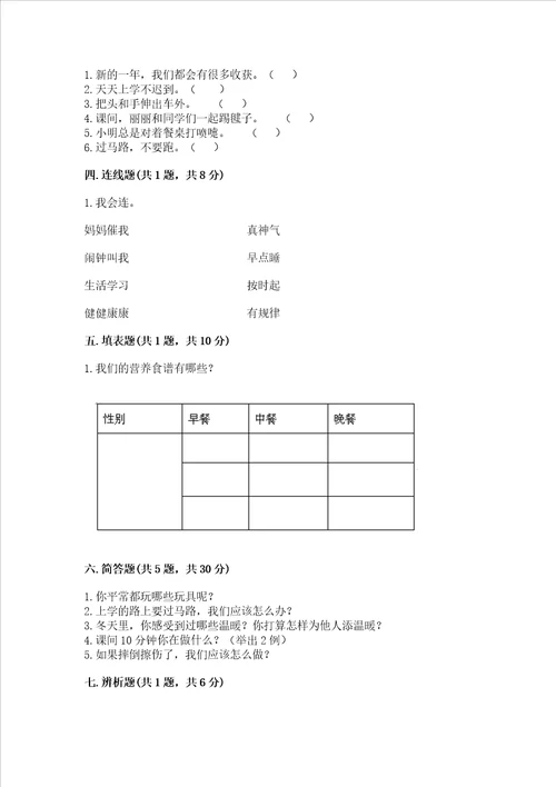 一年级上册道德与法治期末测试卷附答案【精练】