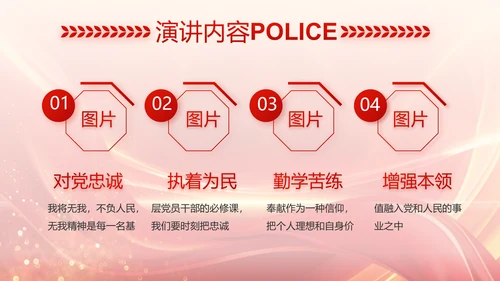 红色大气公安警察风采展示动态PPT封含P