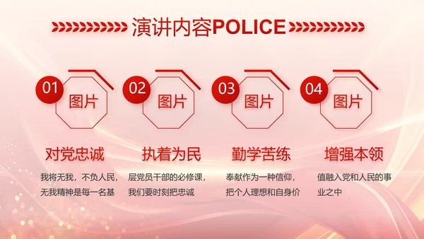 红色大气公安警察风采展示动态PPT封含P