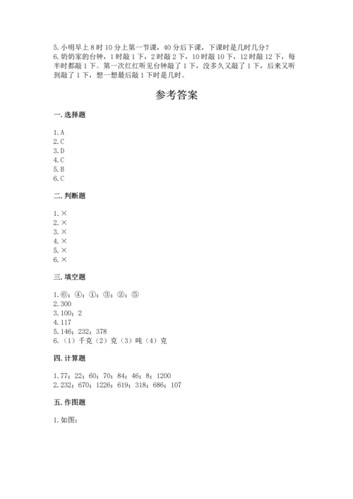 小学三年级上册数学期中测试卷【必刷】.docx