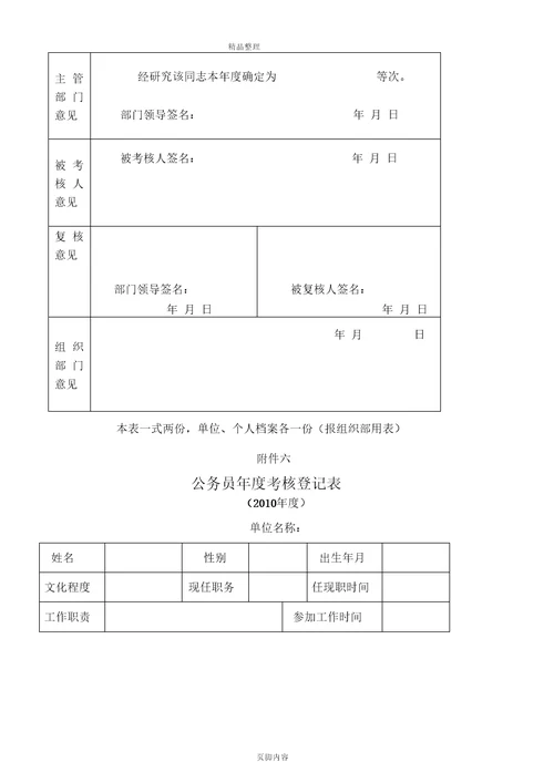 机关事业单位工作人员绩效考核量化标准答案