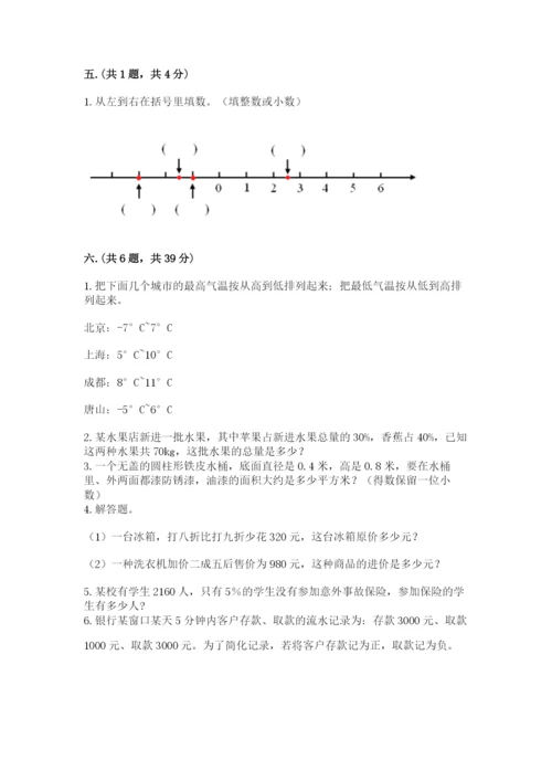 小学六年级数学摸底考试题附答案（轻巧夺冠）.docx