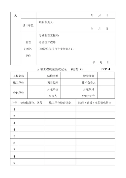 全套电气工程验收表格模板