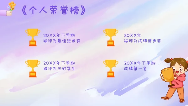 紫色梦幻卡通儿童风相册儿童班干部竞选自我介绍ppt模板