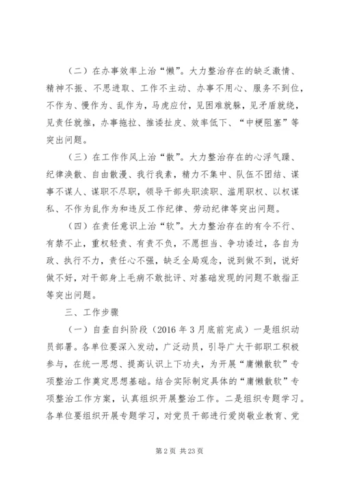 食品药品局“庸懒散拖”专项治理活动的实施方案.docx