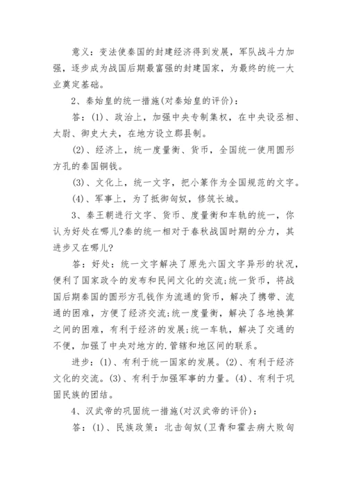 历史初中知识点大全（中考必备）.docx