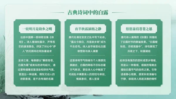 绿色系中国风白露节气介绍PPT模板