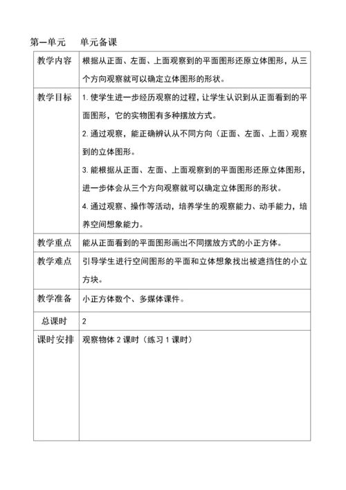 最新2015-2016学年教科版小学五年级数学下册教案收藏版.docx