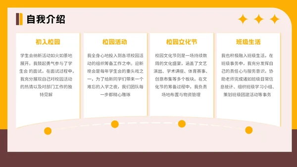 橙色插画风格大学生班委竞选PPT模板
