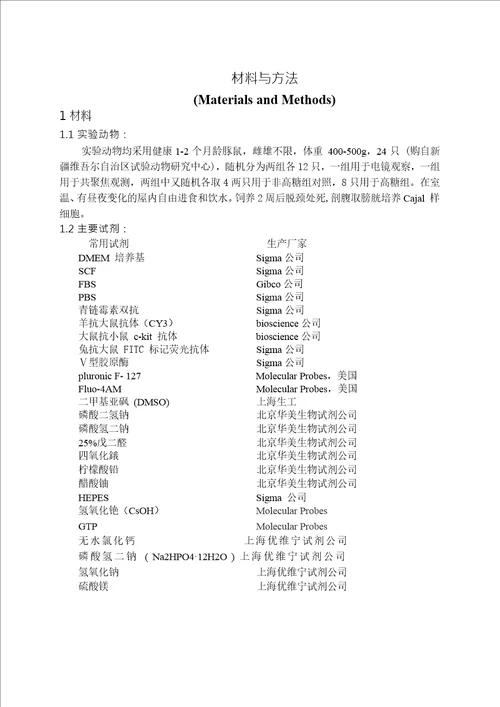 高糖环境对豚鼠膀胱Cajal样细胞形态超微结构的影响外科学专业毕业论文