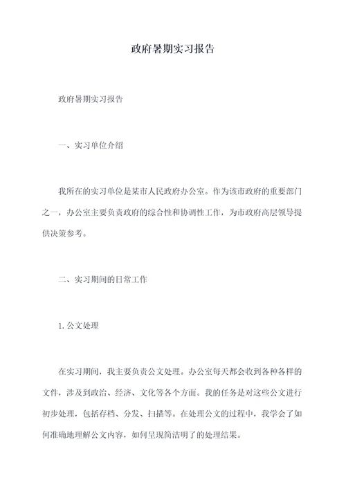 政府暑期实习报告