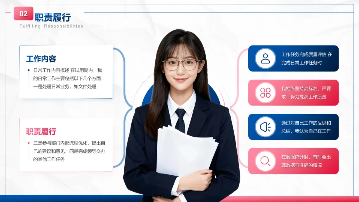 蓝色商务风试用期转正工作汇报PPT模板