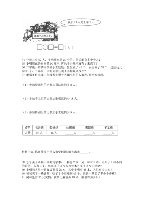 二年级上册数学应用题100道及解析答案.docx