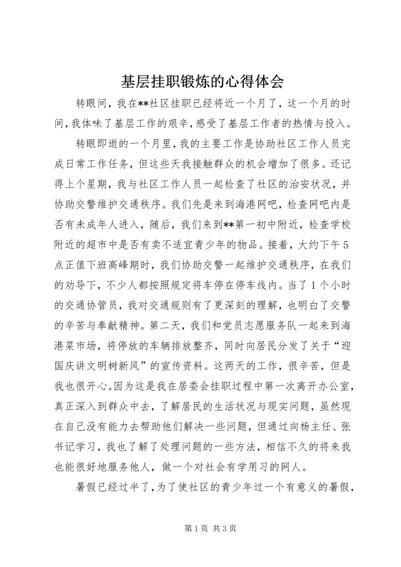 基层挂职锻炼的心得体会.docx