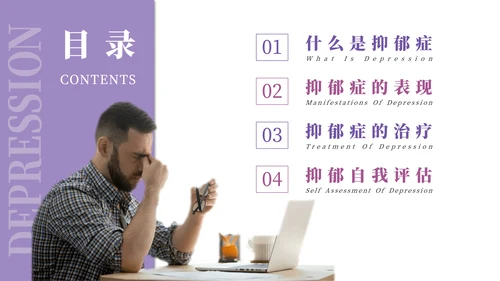 抑郁症焦虑症心理疾病PPT模板