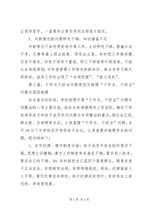 开展“不担当不作为”问题专项整治排查梳理出问题清单[5篇材料].docx