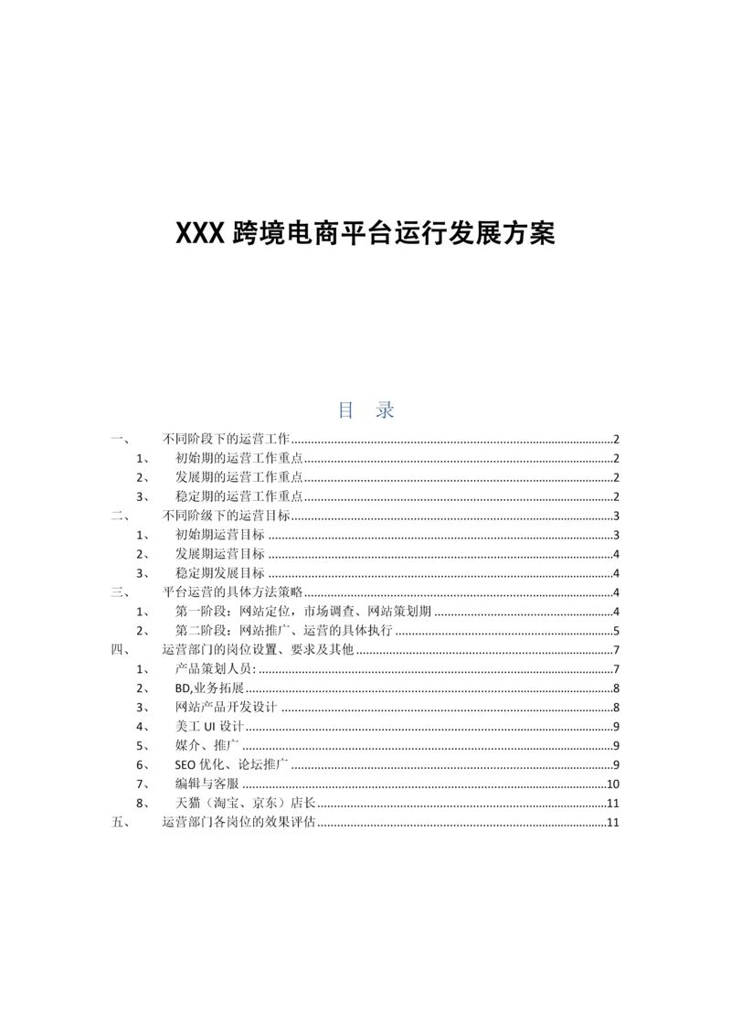 X跨境电商平台运营发展专项方案.docx