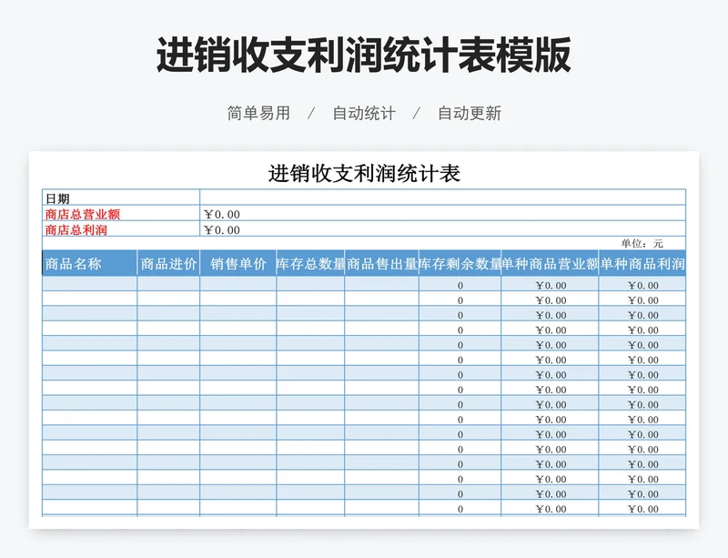 进销收支利润统计表模版
