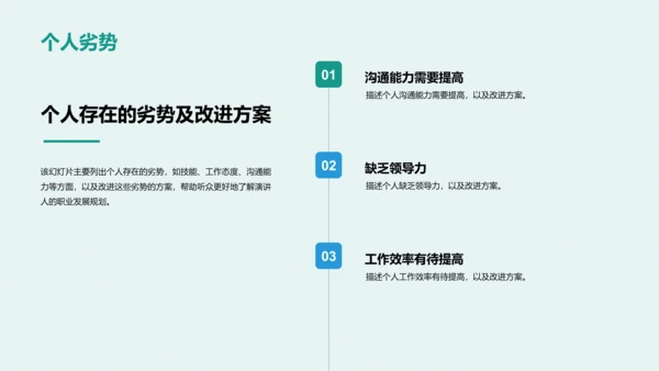 绿色商务现代个人职业发展述职PPT模板