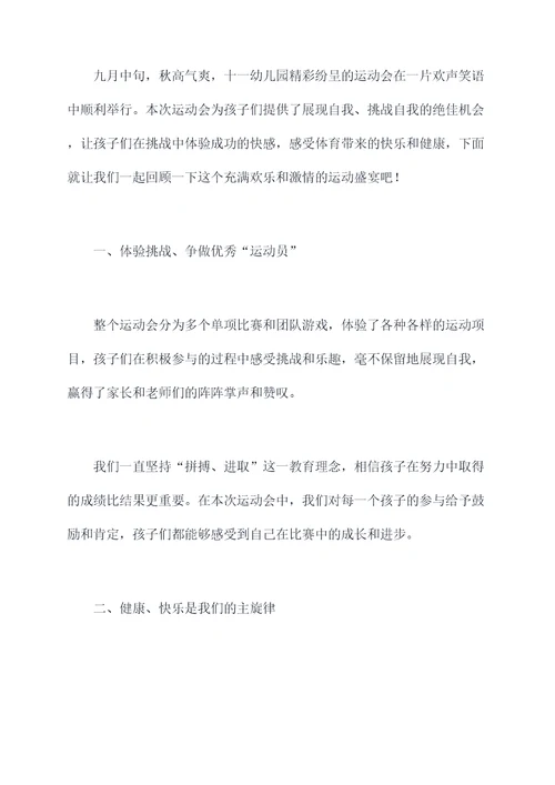 十一幼儿园运动会总结
