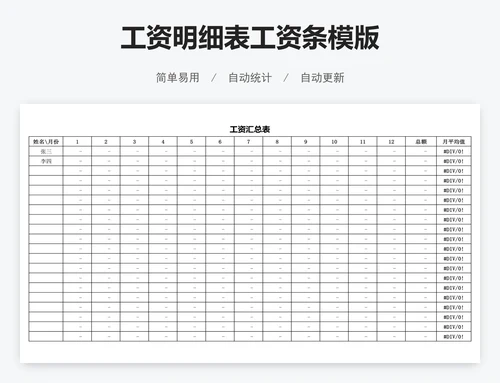 工资明细表工资条模版
