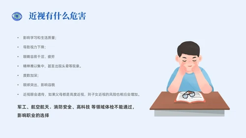 插画风简约形状眼镜预防近视近视防控家长会