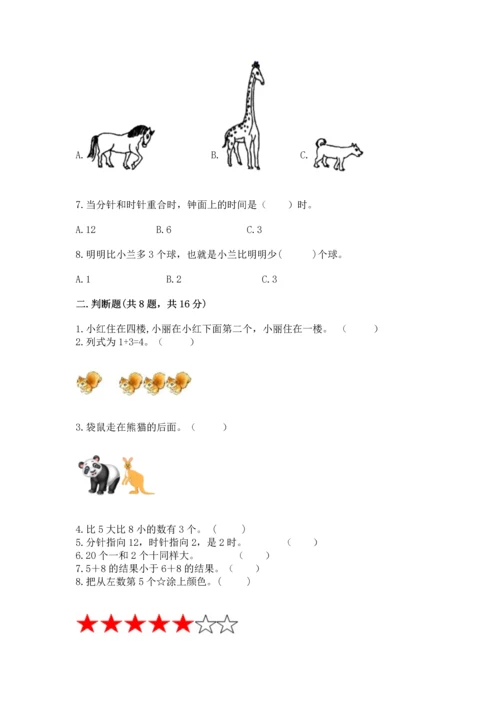 小学一年级上册数学期末测试卷附完整答案【典优】.docx