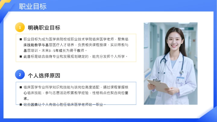 临床医学专业大学生职业生涯发展展示PPT模板
