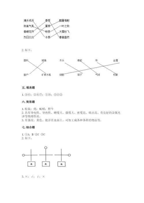 教科版科学二年级上册《期末测试卷》及参考答案（达标题）.docx