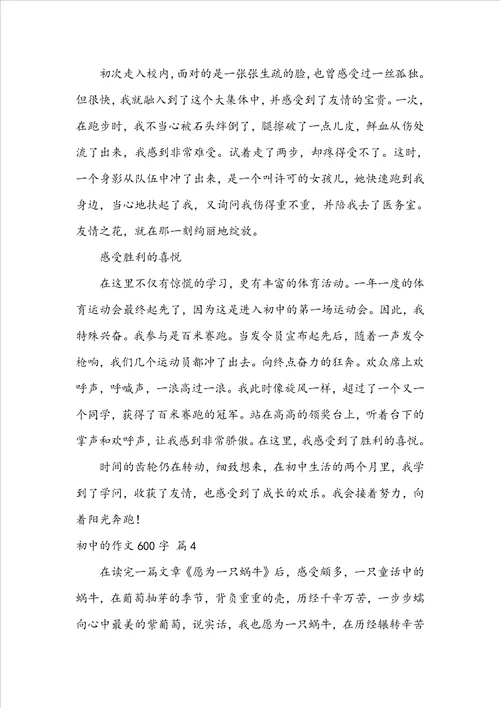 初中的作文600字8篇