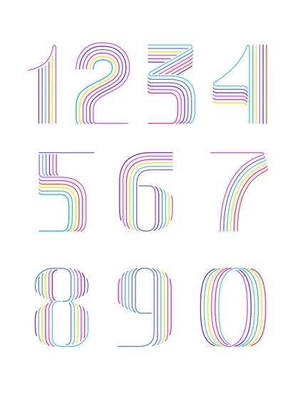 彩色0-9数字线条
