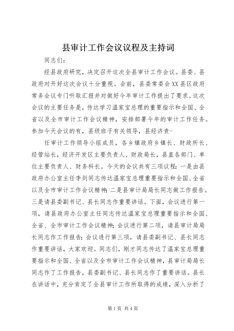 县审计工作会议议程及主持词.docx