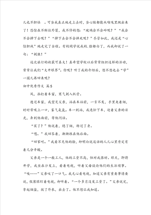 实用的初中优秀作文合集六篇