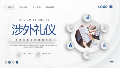 蓝色微粒体涉外礼仪PPT模板宣传PPT动态PPT文明礼仪