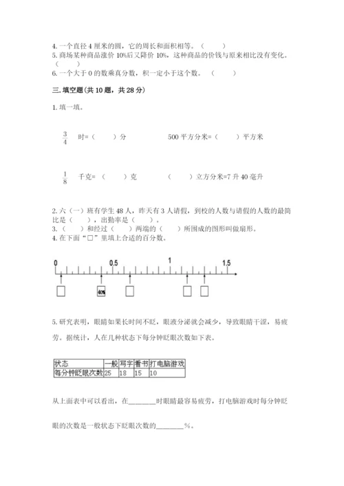 2022人教版六年级上册数学期末测试卷【易错题】.docx