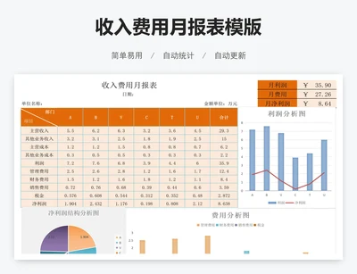 收入费用月报表模版