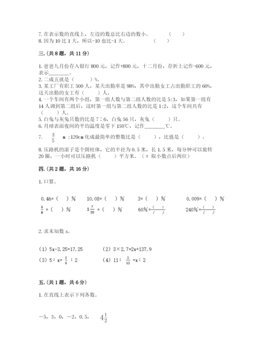 人教版六年级数学小升初试卷学生专用.docx