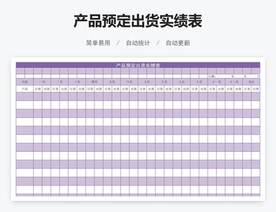 产品预定出货实绩表