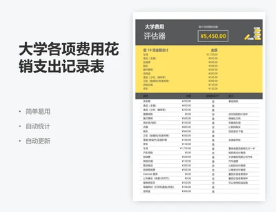 大学各项费用花销支出记录表