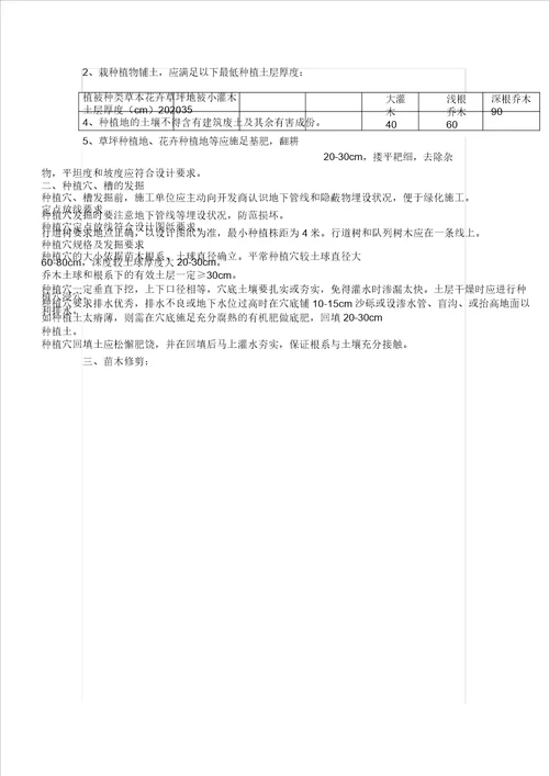 园林苗木栽植技术标准