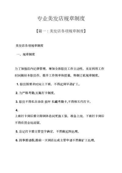 专业美发店专项规章新规制度.docx