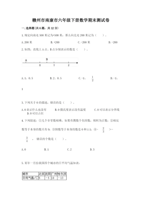 赣州市南康市六年级下册数学期末测试卷标准卷.docx