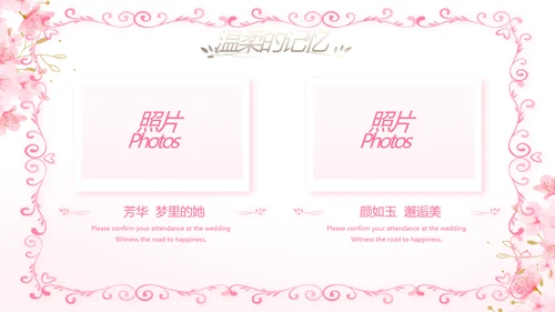 粉色唯美我们的婚礼动态PPT模板