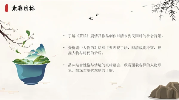 茶馆古风高中二年级语文PPT课件说课中国风高中必修下册