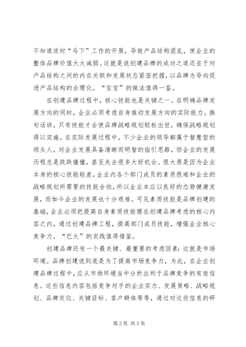 关于企业创建品牌的调查思考 (3).docx